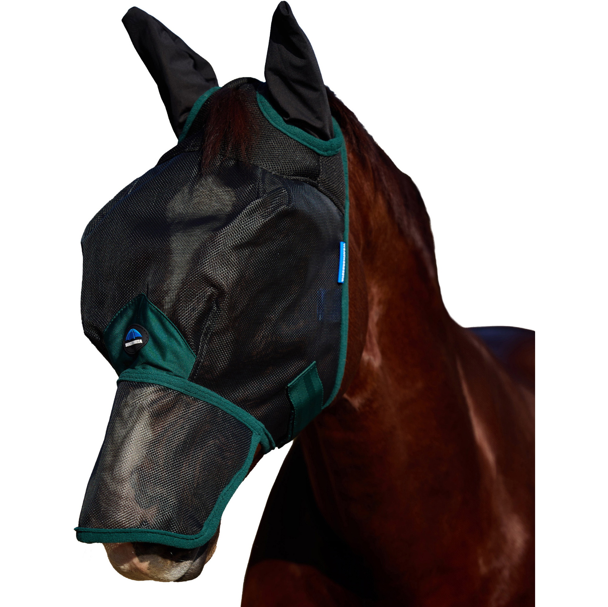 2026 WeatherBeeta Comfitec Durable Mesh Fly Mask With Ears & Nose 1029730006 - Black / Forest Green